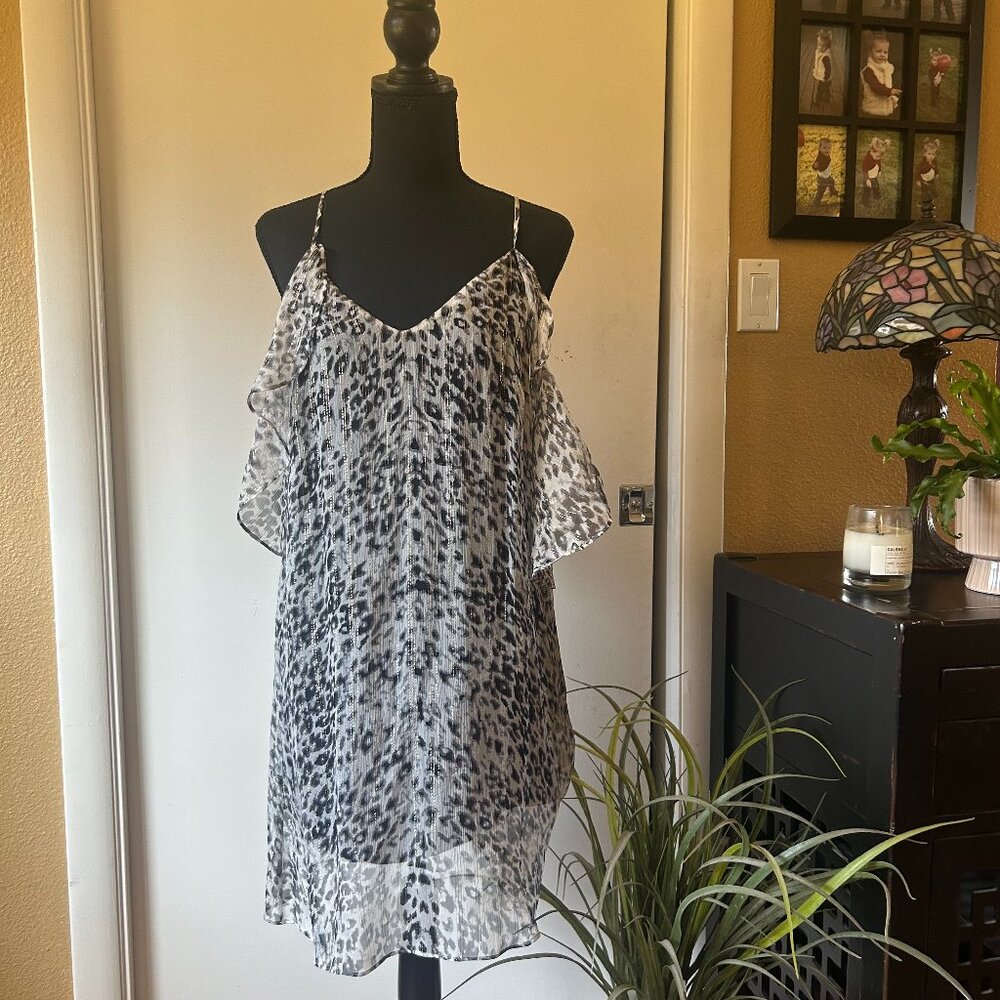 Ella Moss Leopard Print Ruffle Slip Dress | Size M